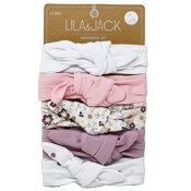 Wholesale - 5pc Headband Set-White Pink Floral Purple Dotted Print C/P 48, UPC: 195010087896